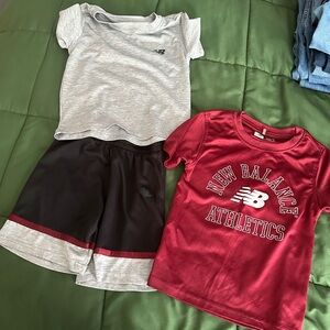 New Balance Kids Gray and Red Athletic Tee Set